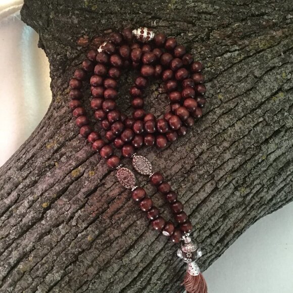 Wood‎ Mala Brown 108 Beads Praying Meditation Mala Yoga - Picture 4 of 6